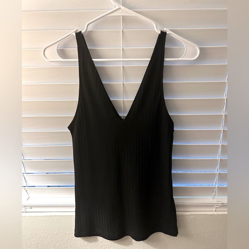 Black Ribbed Tank Top